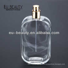 Flat Square Botellas de vidrio de perfume transparente con spray de bomba 100ml